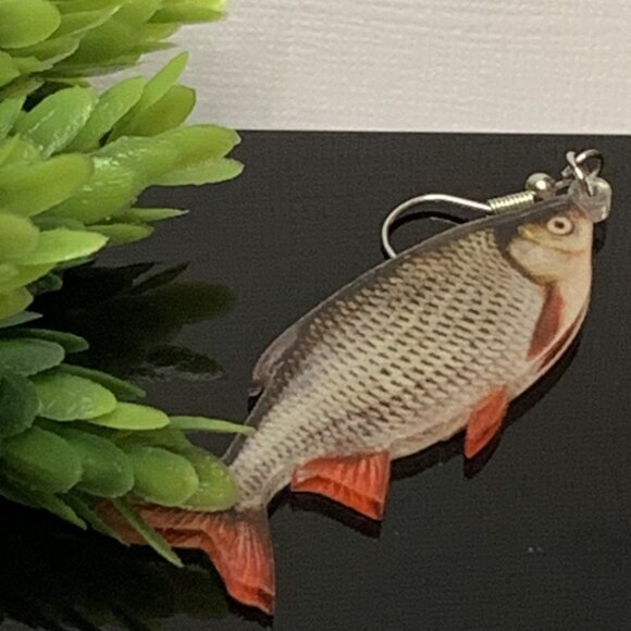 Fish Earring, Fishing Jewelry, Silly Animal Earring, Novelty Earring, Gift Idea - Picture 2 of 8
